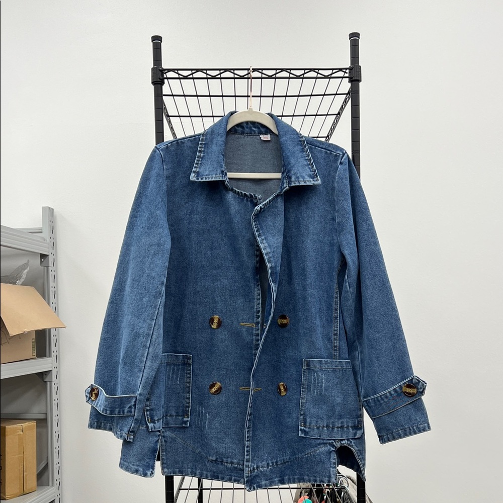 Denim Double-Breasted Women's Jacket